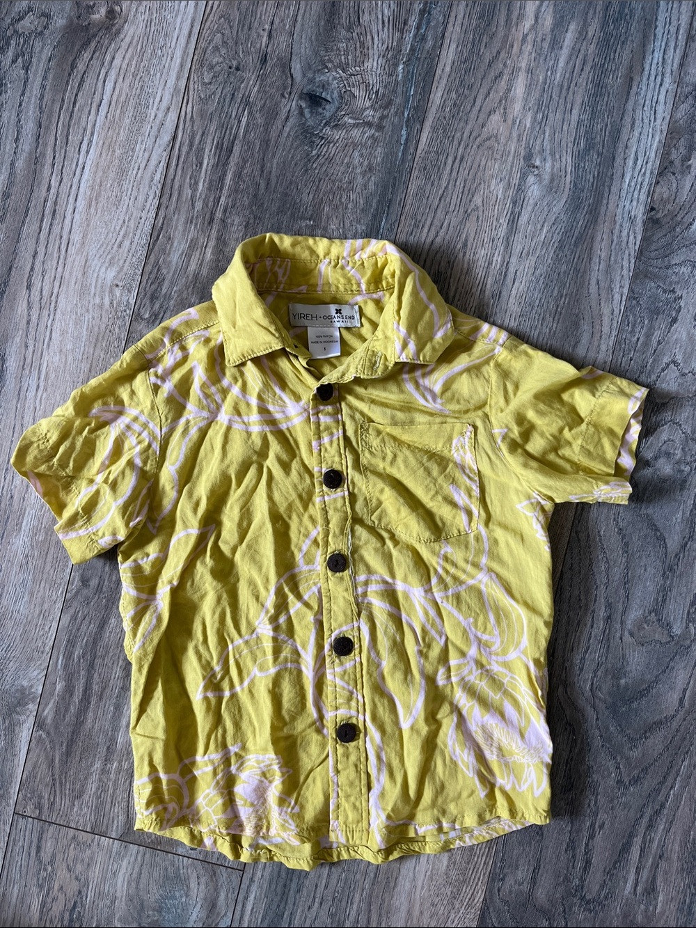 YIREH boys Short Sleeve Aloha Button-Up Shirt